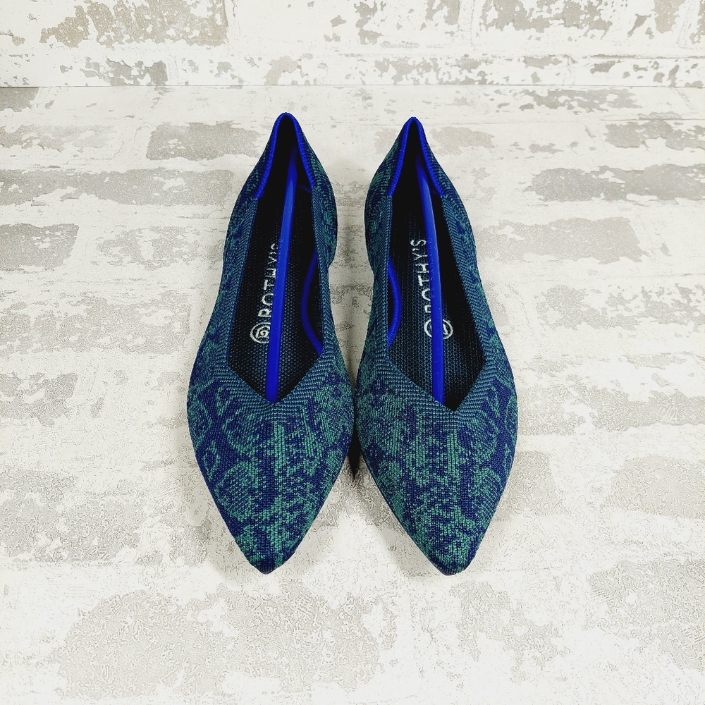 New Rothy’s The Point Blue/Green Snake Ballet Flats I708 - Picture 4 of 7